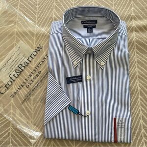 Croft & Barrow Blue Pinstripe Wrinkle Resistant Short Sleeve Shirt, L